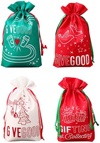 Sacos de Natal de Hemoton 4pcs com cordões de traços de natal, bolsa de armazenamento de boa qualidade de natal