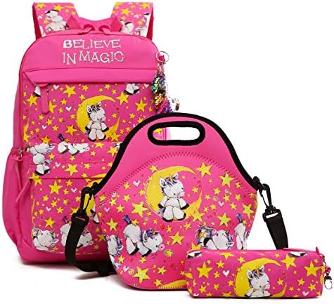 Debbieicy fofo unicórnio leve Princess Backpack Kids School Bookbag com lanchone