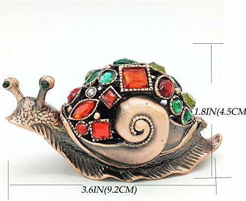 Waltz & F Bronze Snail Figure Collectible Hinged Binket Box Bejeweled pintado à mão Pontador de anel