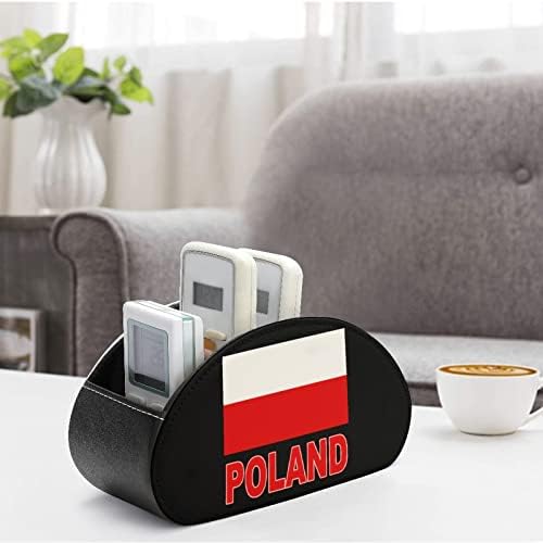 Polish Flag Remote Control Holder de couro Organizador de mesa para material de escritório Controlador remoto