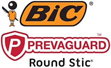 Bic PrevAguard Round Sict Ballpond Pen com proteção embutida para suprimir o crescimento de bactérias, ponto médio, preto, 12 contagens