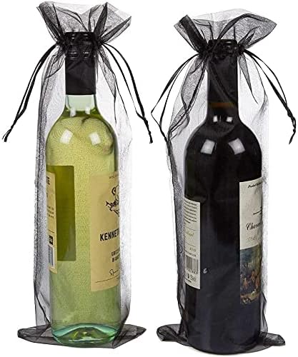 Juvale 24 Pack Wine Organza Bags - Sacos de organza de amarração de cetim, sacos de embrulho de vinho para decoração, exibição