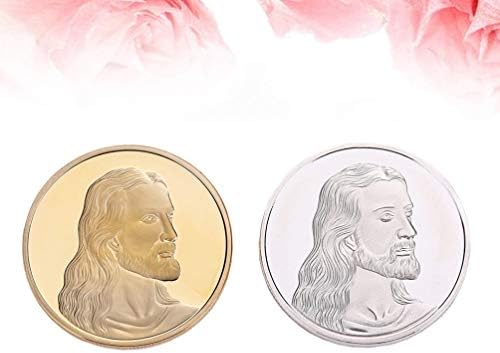 BESPORTBLE 2PCS Jesus Coin Jesus comemorativo Cristão Religioso Jesus Imagem Picture Medalha Medalha Coleção Coleta