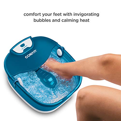 Conair Pedicure Foot Spa Banho com calor atingindo 104 graus, rolos de pé massageando, bolhas suaves, pedra -pomes e escova