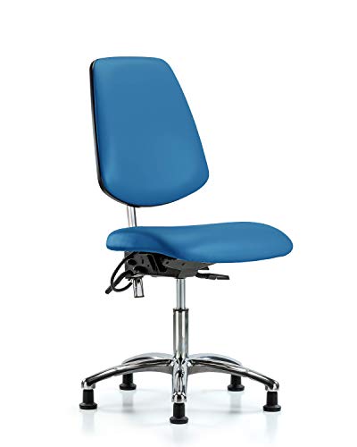 Labtech Seating Lt43573 Classe 100 Clean Room/Esd Vinil Desk de altura da cadeira de altura média Base cromada, inclinação, escandinção ESD, azul