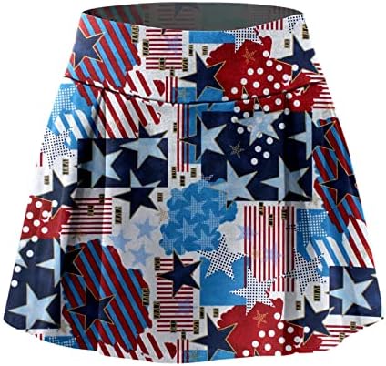 4 de julho American Flag Athletic Shairs com shorts para mulheres Skorts de golfe plissados ​​com cintura alta 2 em 1 mini -saia