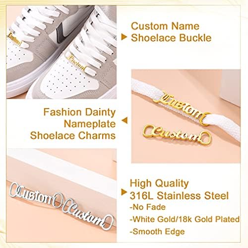 Custom4U Sapato personalizado fivela 2pcs Decorações de ouro/preto/aço inoxidável Charm charm charm Placa de nome/monogram