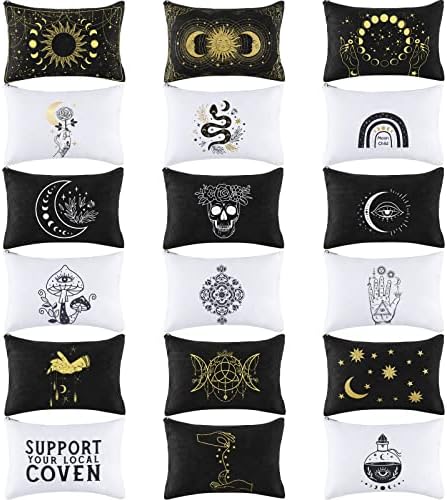 18 peças Moon Witch Zipper Bolsa Bolsa de Tarô Cartões de Tarô Fase bolsa de bruxa bolsa gótica Estética Estética Bolsas de maquiagem Bags de bruxa Bags Sacos de higiene pessoal