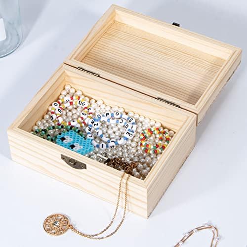 caixa de madeira inacabada Dedot, 4 pacote 5.9x2.93x2.55 polegadas Caixa de artesanato de madeira pequena com travamento