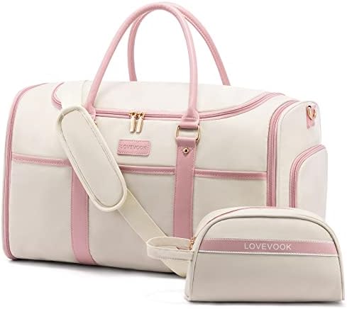 Bolsa de muff de viagem LoveVook com compartimento de sapatos, bolsa expansível para mulheres com bolsa de higiene pessoal,