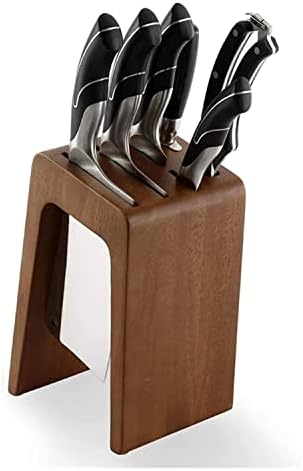 Utensílios de cozinha portador de faca de madeira de borracha Bloco de faca de cozinha Organizador multifuncional 6 slots