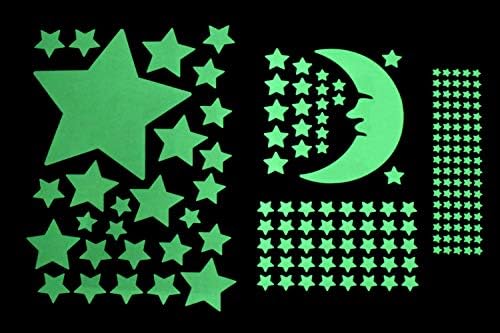 ASTARE 'brilho nas estrelas escuras para teto ou parede - 173 peças - adesivos adesivos 2D, lua incluída - perfeita para o quarto infantil - crie um céu estrelado luminoso para uma luz suave e suave