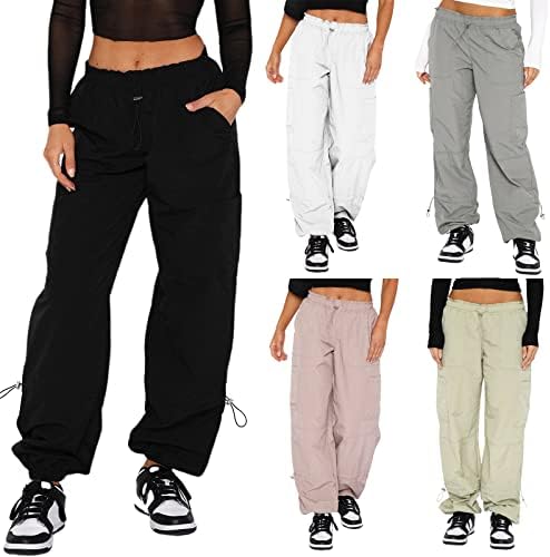 Y2K Low Caist Cargo Calças folgadas Pás de pernas largas calça as calças harajuku streetwear para meninas dos anos 90