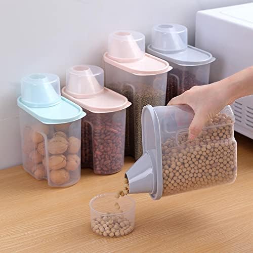Jarra de plástico selado de plástico Advili Caixa de armazenamento de cozinha de caixa grande com copo de copo de copo Caixa de armazenamento de jarro de cereais 2.5L Pink