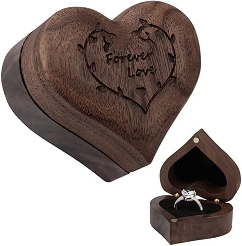 Caixa de anel de madeira do projetista para proposta Caixa de anel de noivado de nogueiro pequena caixa de anel de bolso fino para cerimônia de casamento para cerimônia de casamento