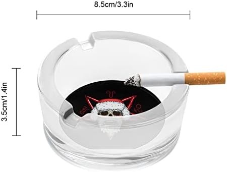 Papai Noel Crânio com um pentagrama cinzeiros de vidro para cigarros e charutos Round Ash Bandeja de estojo para o presente