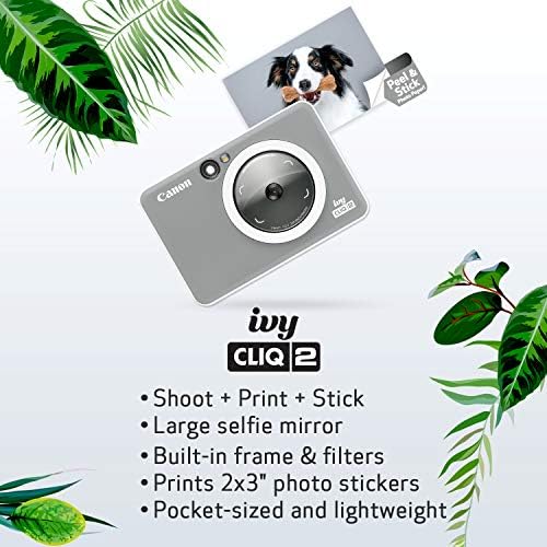 Canon Ivy Cliq 2 Impressora de câmera instantânea, mini impressora fotográfica, carvão vegetal
