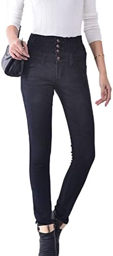 Jeans magros de cintura alta feminina Jeans magros Slim Fit