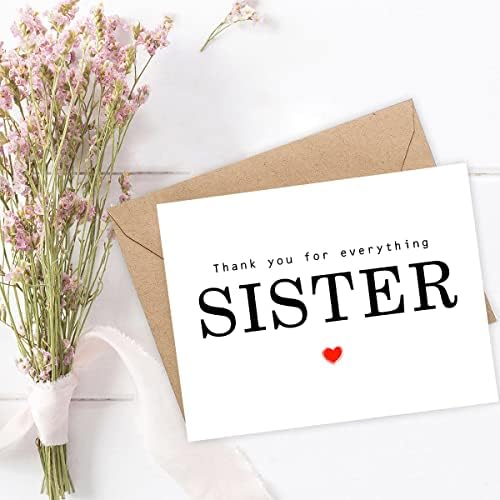 Yanashop88 Obrigado por tudo o cartão de irmã - Cartão de agradecimento - Card Sister - Cartão do Dia da Mãe - Cartão para ela - Cartão de Saúde para Aniversário
