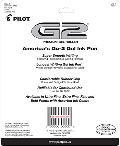 Pilot G2 Edição Limitada Harmony Ink Collection Canetas de gel retrátil, ponto fino de 0,7 mm, tinta variada, 10-pacote e g2 recarregável