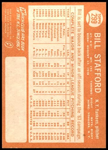 1964 Topps 299 Bill Stafford New York Yankees VG/Ex+ Yankees