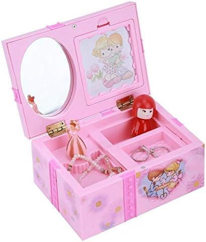 WPYYI Pink Dancing Girl Caixa de música Ornamentos de decoração de casa Caixa de música Organizador de jóias