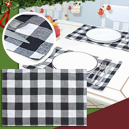 Placemats de manta vermelha e preta Máquina lavável tapetes de lugar para mesa de jantar de mesa de cozinha mesa de mesa transparente