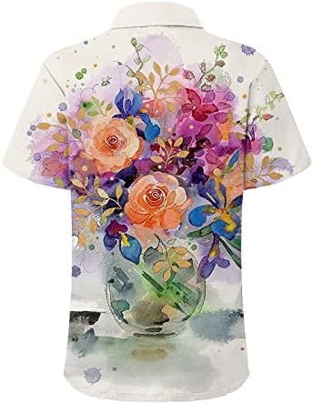 Camisas de botão de verão para mulheres, Moda feminina Casual Blusa de manga curta Botões impressos de lapela Tops