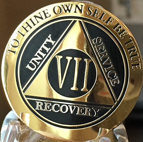 RecoveryChip 7 anos AA Medallion elegante Black Gold Silver Biplated Alcoólicos CHIP ANONYMOS