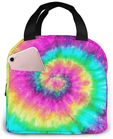 Bolsa colorida de tinta de corante para mulheres para mulheres almoço elegante arco -íris bolsa de lancho