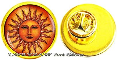 Broche de sol, jóias medievais do sol, charme do sol da meia idade do sol antigo, sol renascentista sol, jóias boho, pino de astrologia, m104