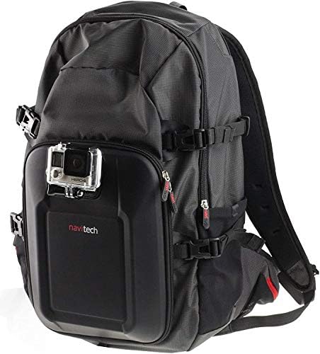 Mochila da câmera de ação Navitech e estojo de armazenamento vermelho com tira de tórax integrada - compatível com a câmera de ação neewer g1 ultra hd 4k