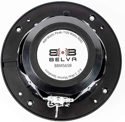 Belva BBMS65B Par de alto-falantes coaxiais marinhos pretos de 6,5 ”de 400 watts de 400 watts para marítimo/utv/atv/motocicleta/powersports