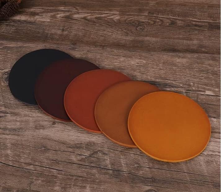 Coasters de couro genuínas 4 - pacote | Coasters de bebida em couro premium | Perfeito para casa/escritório/cozinha/bar | Elegante, rústico, decorativo | Proteção de móveis