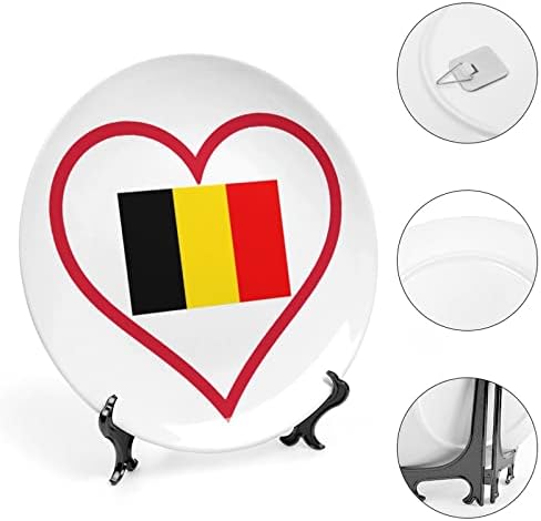 Eu amo Bélgica Coração Vermelho Funnamente Função por China Decorativa Placas Cerâmicas Redonda Artesanal Com Display Stand