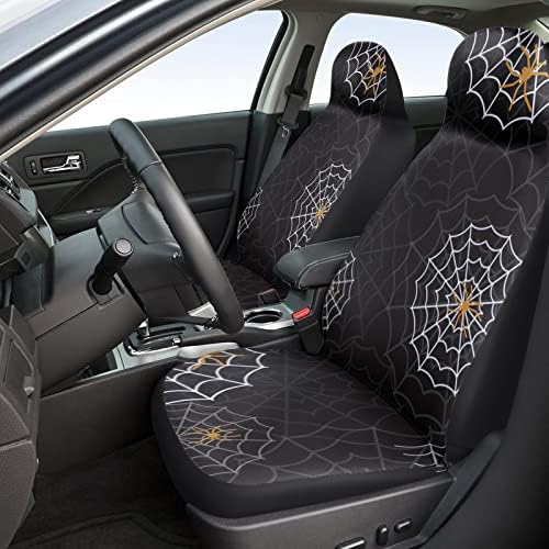 Youngkids Spooky Halloween Print Car Seat Capas de 2 peças Conjunto de peças de carro frontal universal Cushion para