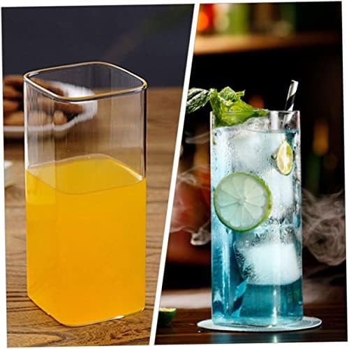 YARNOW 6 PCs Bebidas canecas de cerveja de vidro simples restaurante transparente Coffeto bar de coquetel de caneca de caneca de escritório xícaras de escritório copos transparentes vasos de vidro quadrado xícara de gelo de bebida alta