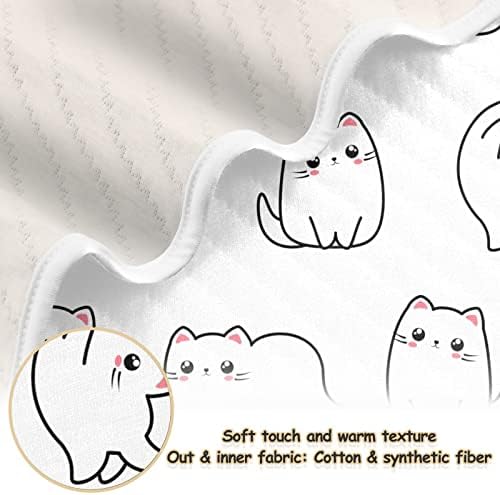 Cobertor de panos poses diferentes gatos cobertores de algodão para bebês, recebendo cobertor, cobertor leve e macio para berço, carrinho, cobertores de berçário, 30x40 em branco