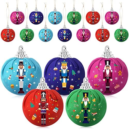 12 peças de natal quebra -nozes ornamento de noz -racker design bola ornamento de nutcacker pendurado tecido embrulhado bola