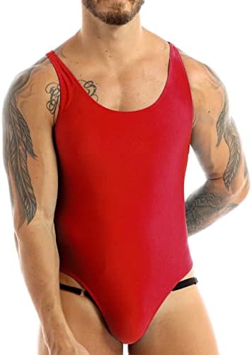Hedmy Men's One Piece Racer Back Bodysuit Wrestling Singlet Leotard Gym Rouphits Underwear