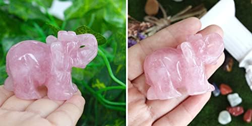 2 Rose quartzo elefante decoração de cura cristal