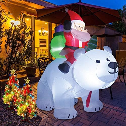 Set Decoração de Natal de 6 pés Árvore de Natal e Cláusula Inflável de Papai Noel Passando o Urso de Animação Polar Luzes