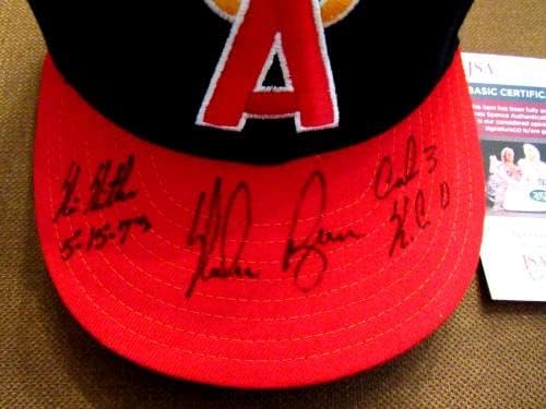 Nolan Ryan California Angels HOF STAT AUTO AUTO NOVO MODELO PRO MODELO CAP HAT JSA - Bolalls autografados