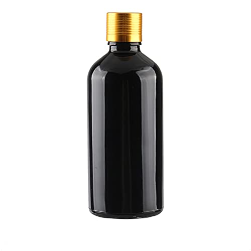 Dlibuy 6pcs vazios 100ml garrafas de óleo essencial preto com inserção de alumínio dourado Tampa de tampa de tampa de