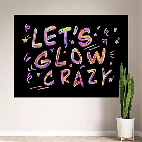 Ralxion Glow in the Dark Party Supplys Neon Party Beddrop Glow Party Supplies and Decorations Let's Glow Blackdrop Blacklight Reativo Graffiti UV Blacklight