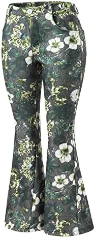 Ilugu Women Fashion Tights High Caist Floral Padrão Floral Prind calças queimadas
