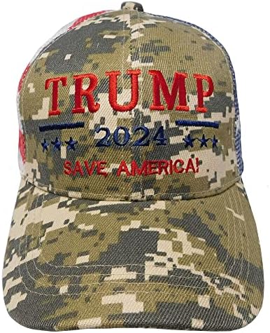 As novidades de K Trump 2024 Save America! Chapéu de tampa bordado ajustável