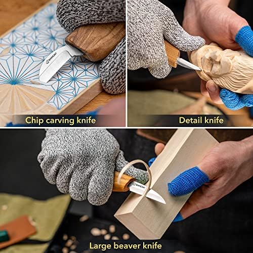 Kit de escultura em madeira para iniciantes - Ferramentas de escultura em madeira - Whittling Kitling Set Ferramentas de Whittling Wood Striping Wood for Beginners, Wood Whittling Kit para iniciantes