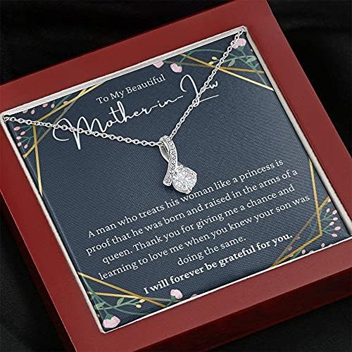 Jóias de cartão de mensagem, colar artesanal-Presente personalizado Petit Ribbon, Gift de colar de sogra para a sogra, presente de aniversário