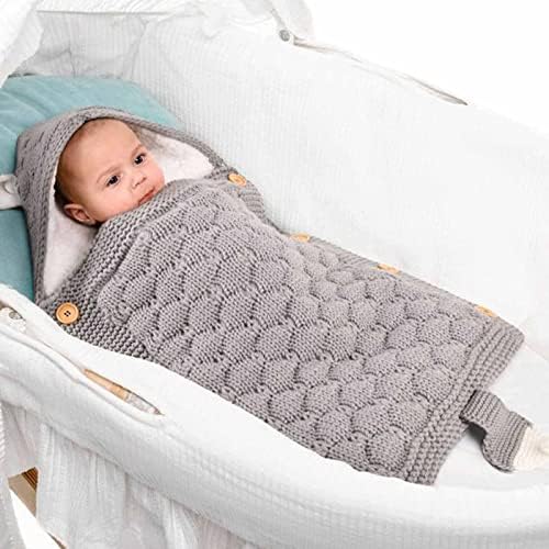 Botão infantil Wicvik Cobertores de lã quente lã de lã de malha garotos carrinho de bebê envolve o carrinho de dormir